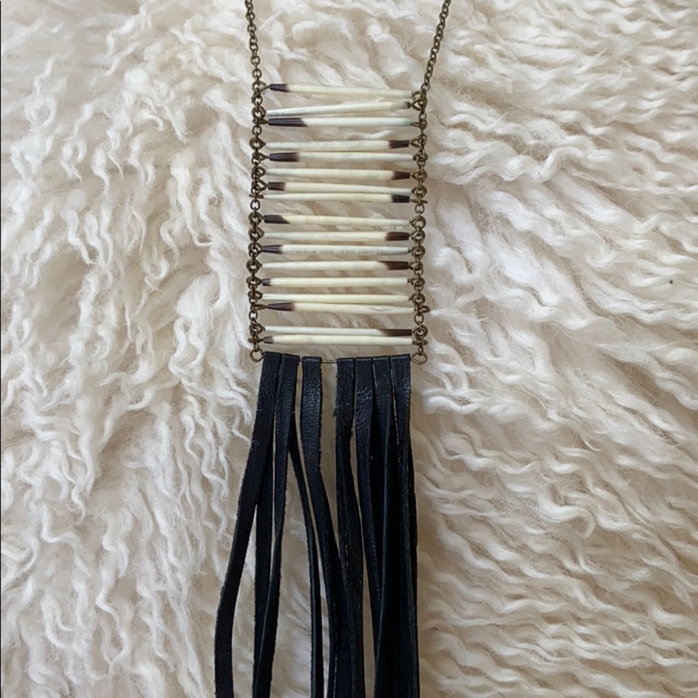 Astalli porcupine quill and leather necklace